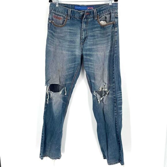 Coogi Australia Men's Distressed Relaxed Straight Jeans Blue Denim Size W34 L32 - Picture 2 of 13